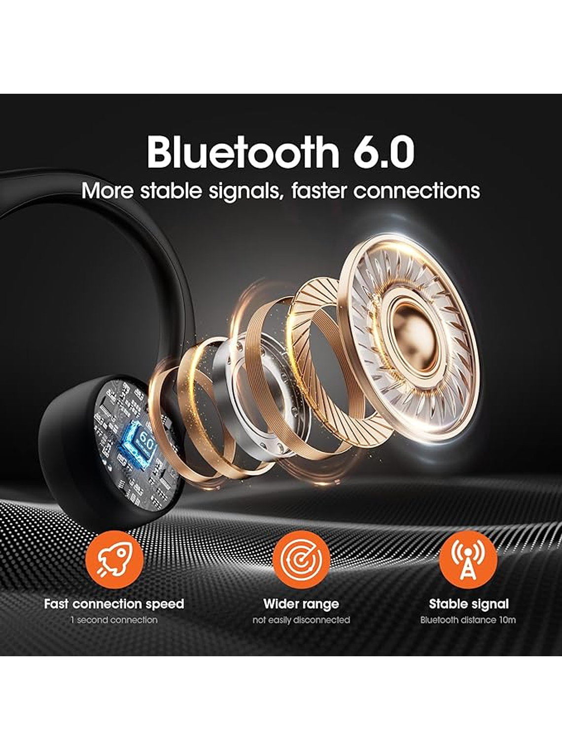 Auriculares de conducción ósea, Bluetooth 6.0 con micrófono, IP56 impermeables 3