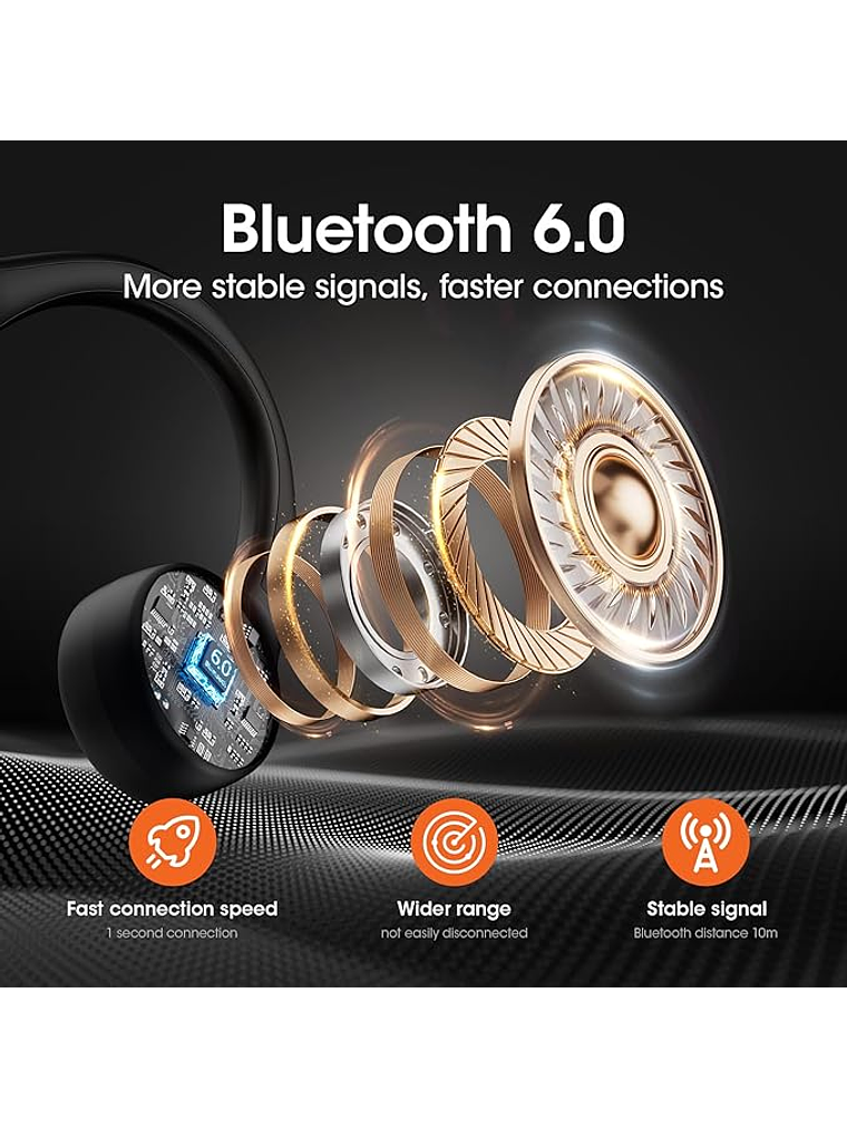 Auriculares de conducción ósea, Bluetooth 6.0 con micrófono, IP56 impermeables 3