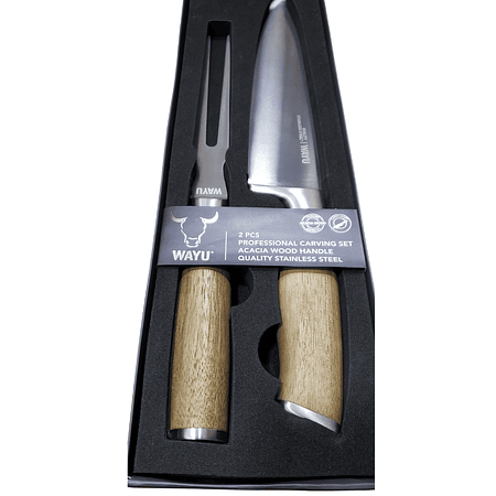 Set cuchillo chef profesional + tenedor Wayu