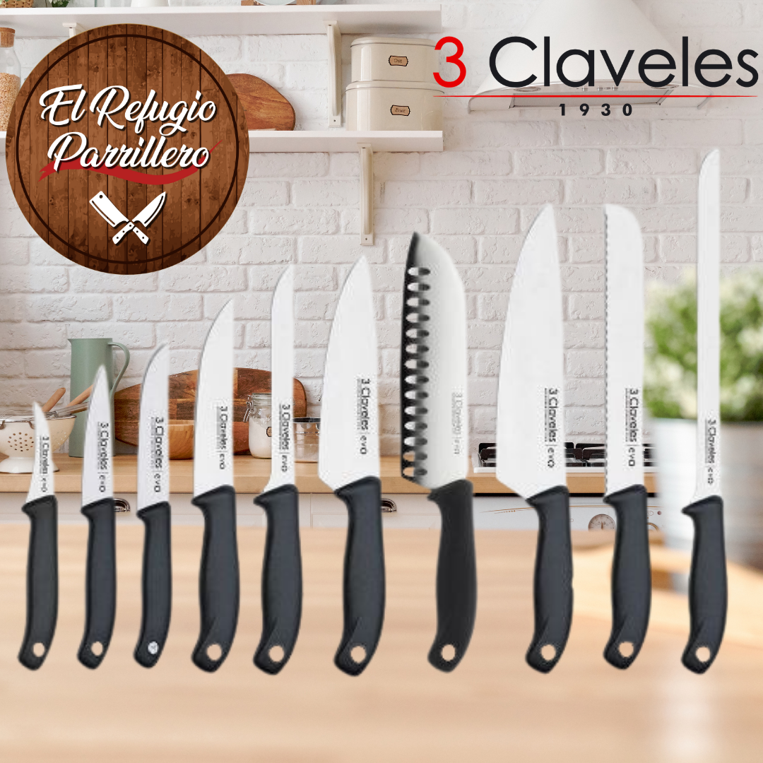 Pack 10 cuchillos Gastronomía 3Claveles Evo Universitarios Estudiantes Chef