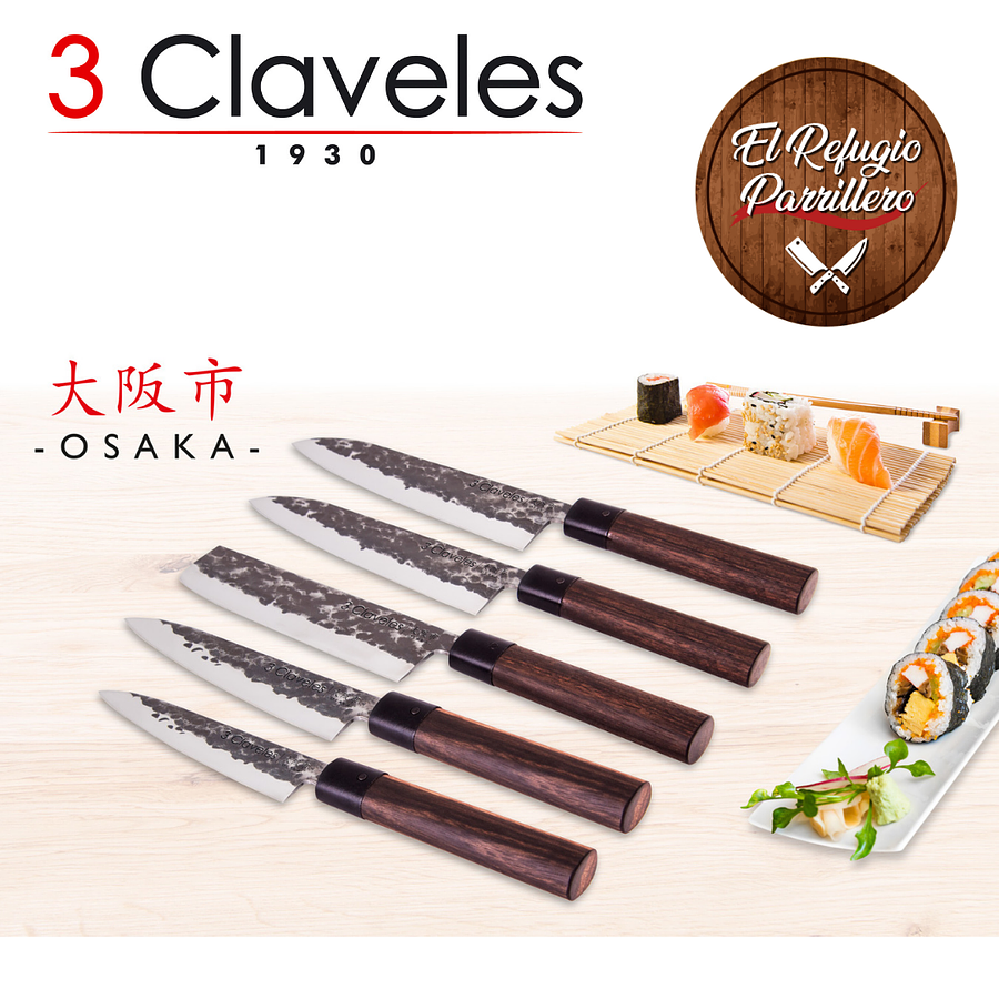 Pack 5 Cuchillos Osaka profesional Chef 3 claveles