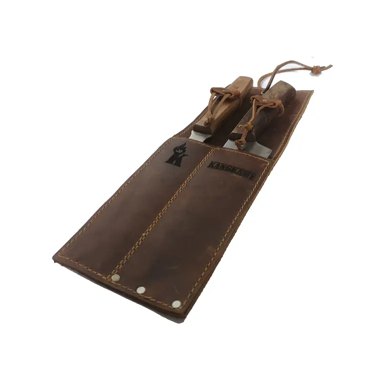 Set Parrillero Tenedor y Cuchillo + Funda de Cuero Kangkawe 1