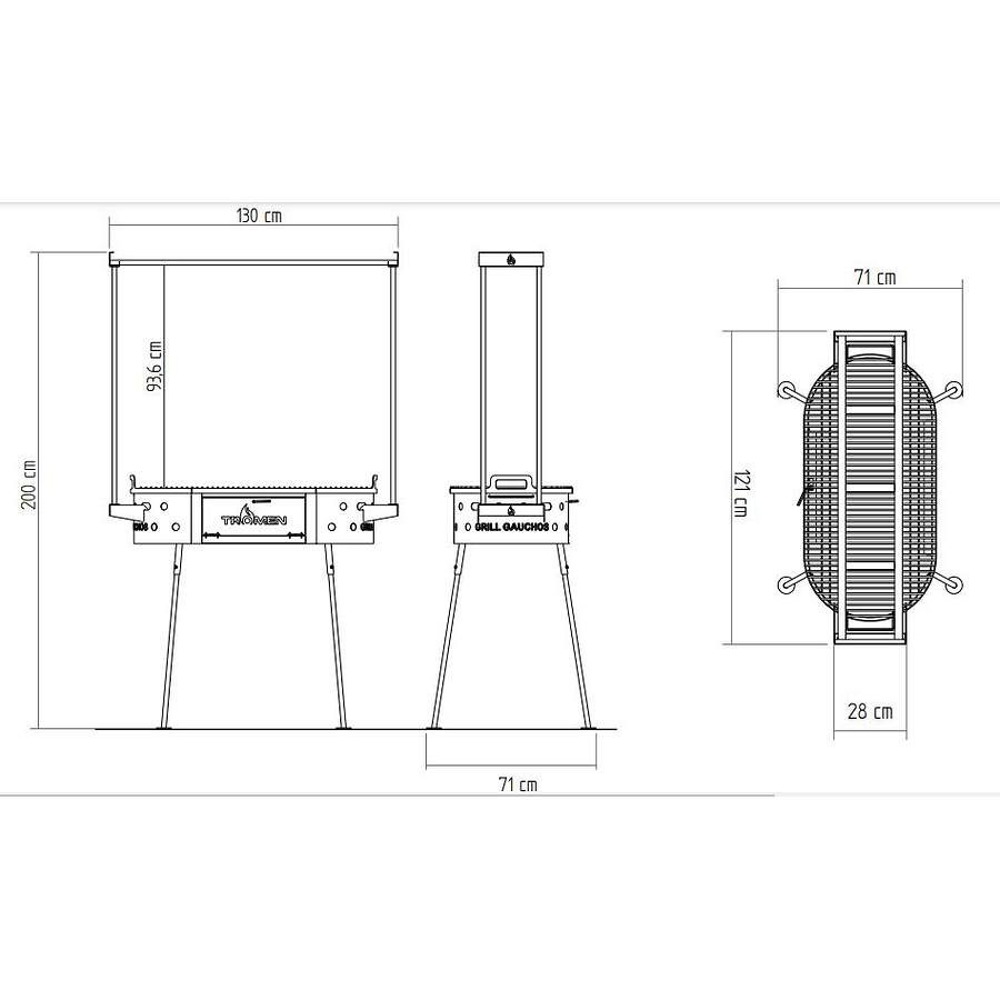 Parrilla Para Asados A Carbón Premium Tromen Duomo Oval + Accesorios