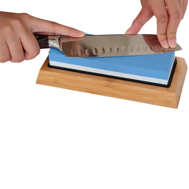 Piedra Afilar Cuchillos Base Madera Fácil Manejo Quincho Bbq 1
