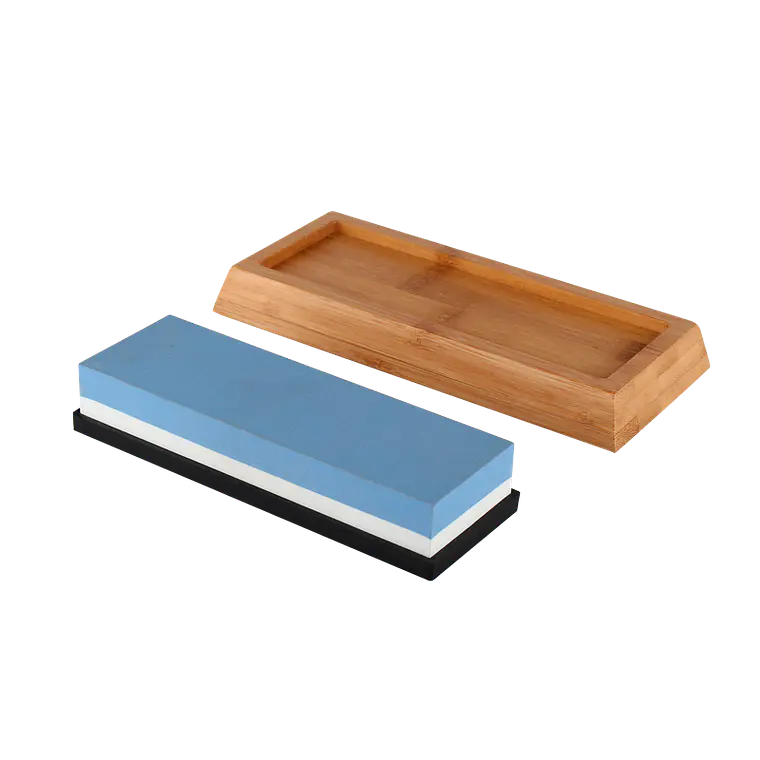 Piedra Afilar Cuchillos Base Madera Fácil Manejo Quincho Bbq 4