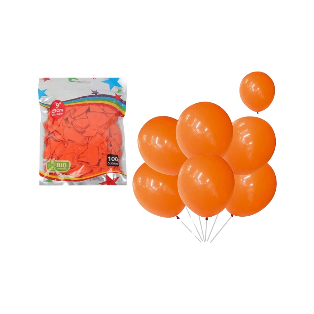 Globos Naranja 23 Cm 100 Pcs 