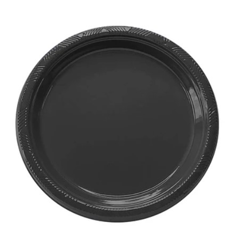 Platos Plastico Negro 18 Cm 10 Pcs