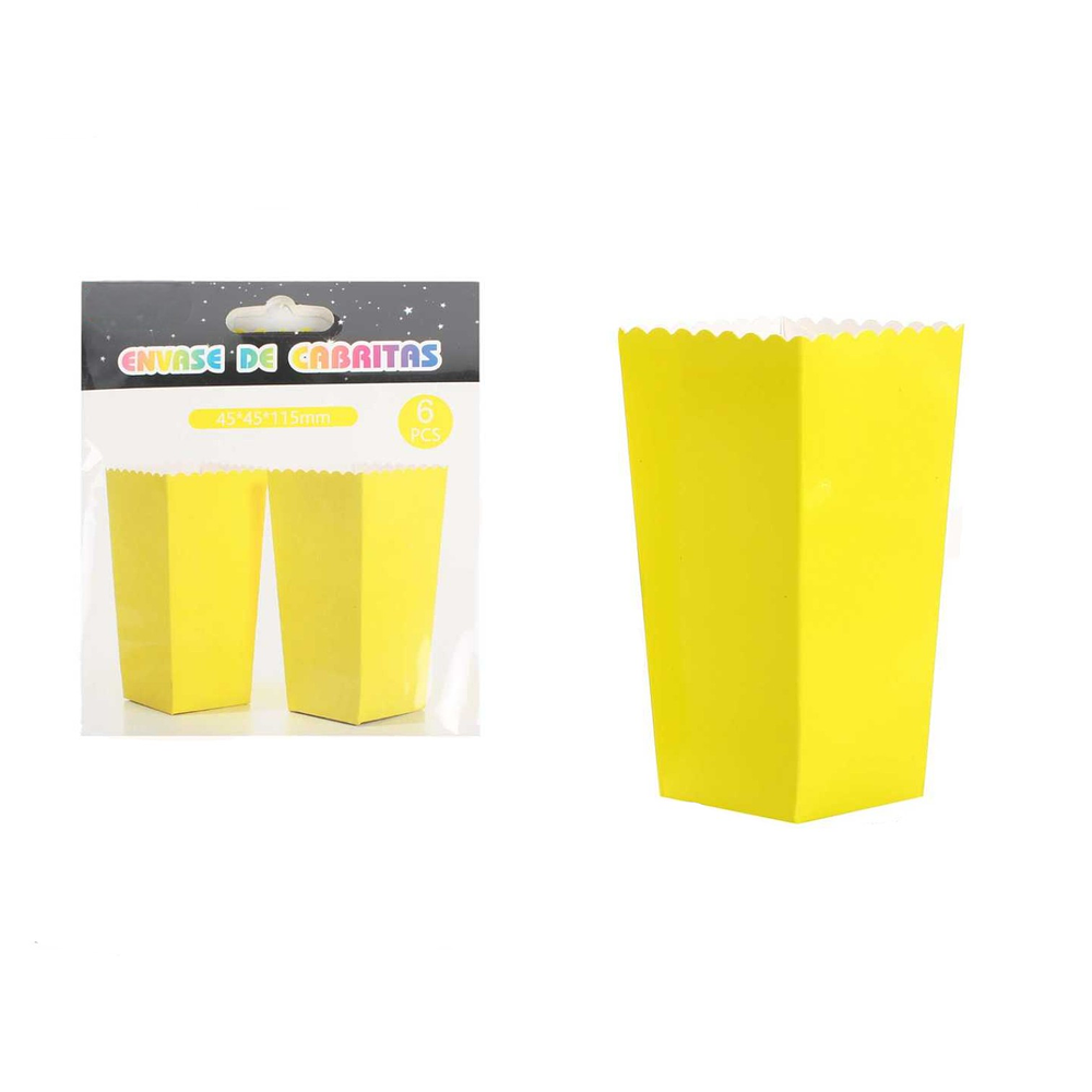 Cajas De Palomitas Amarillo 6pcs