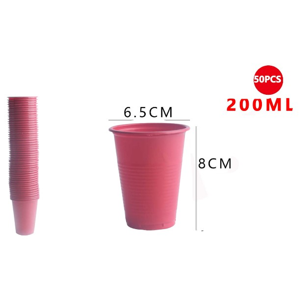  Vasos Plásticos Rojo 200 ml 25 Pcs