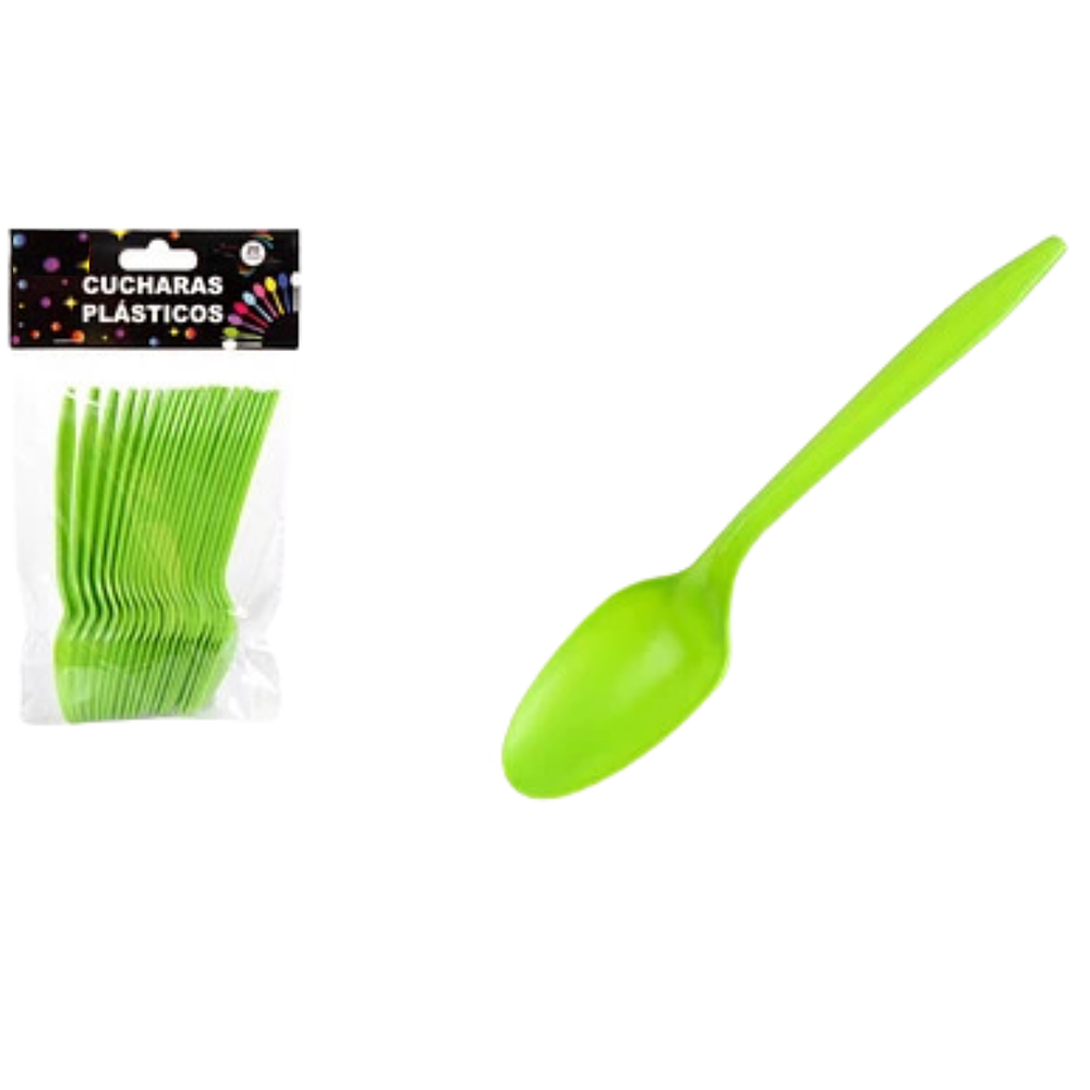 cucharas plastica 20 pcs verde