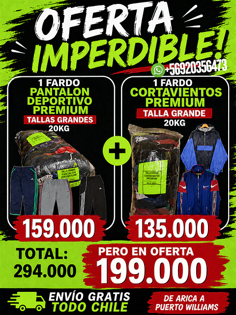 Remate Fardos Ropa deportiva Talla Grande Premium
