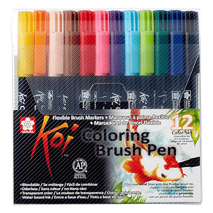 Set 12 Marcadores Coloring Brush Pens
