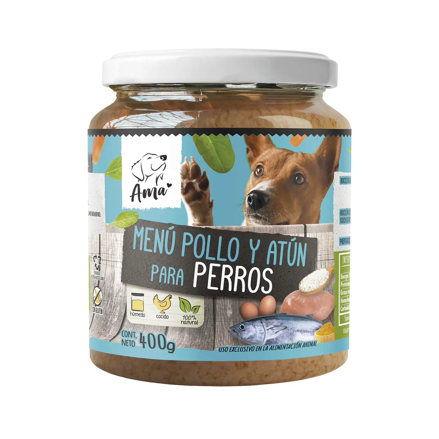 Vidrio Perro - Menú Pollo Atún 400g 1