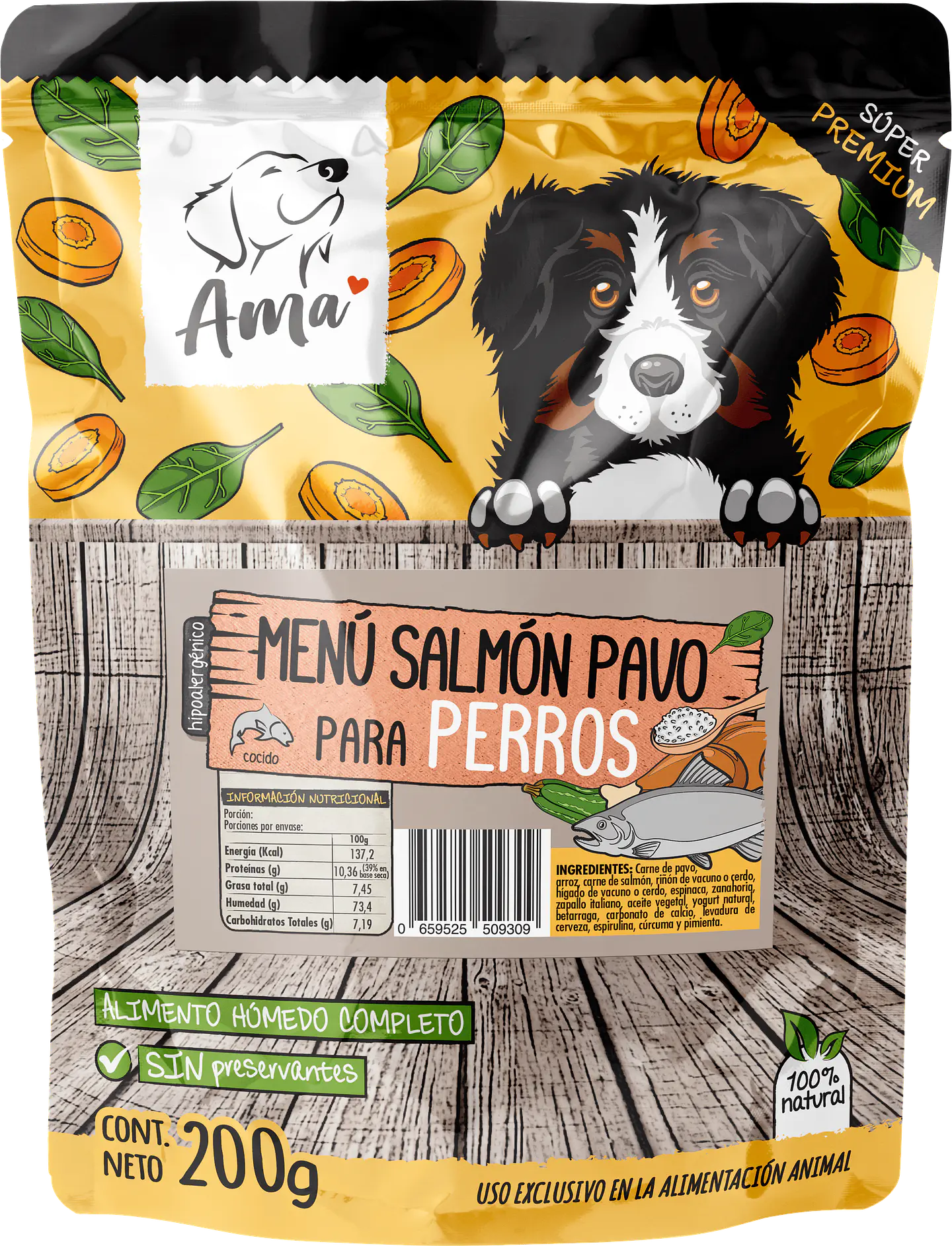 Sachet Perro - Menú Salmón Pavo 200g 1