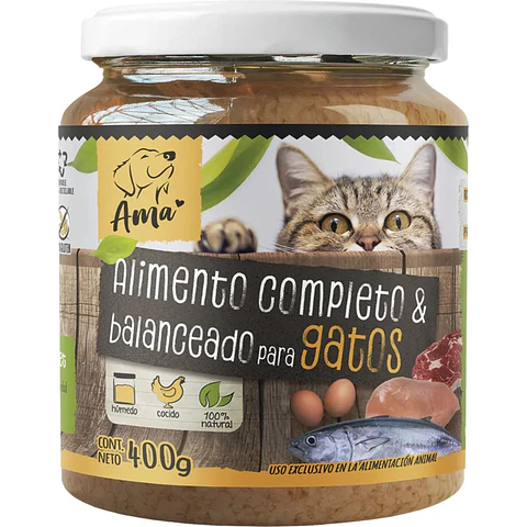 Alimento natural Ama para gatos Menú Pollo 400g