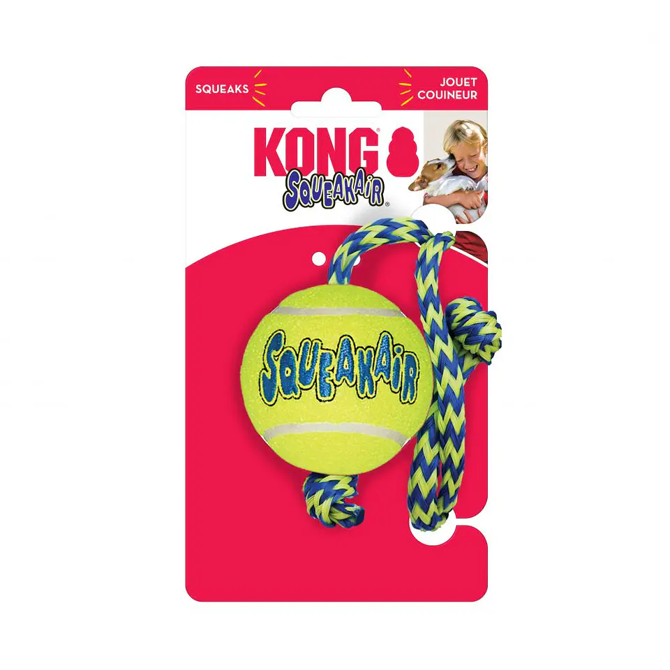 Kong Squeakair Ball With rope 1