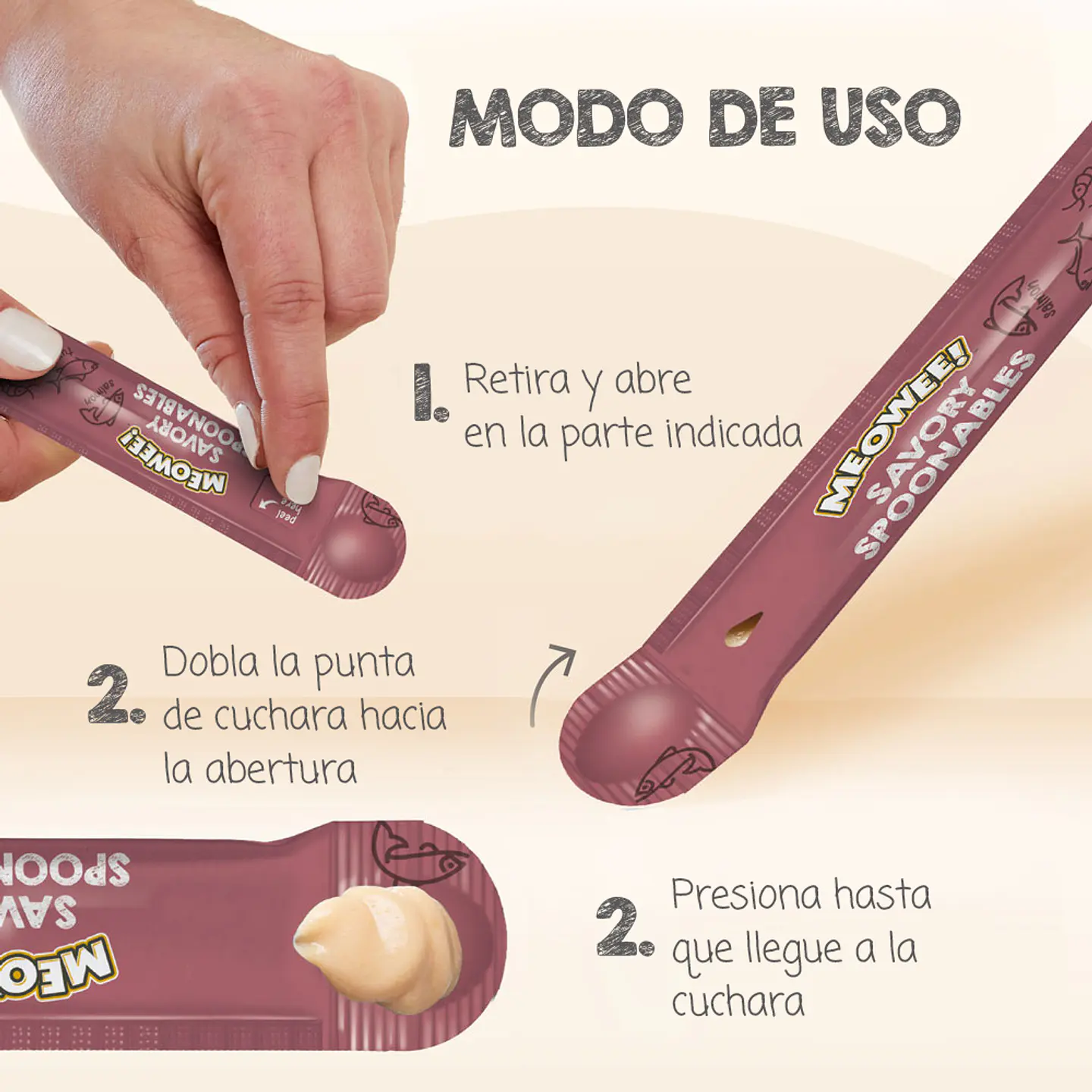 Snack Meowee! cuchareable triple sabor  3