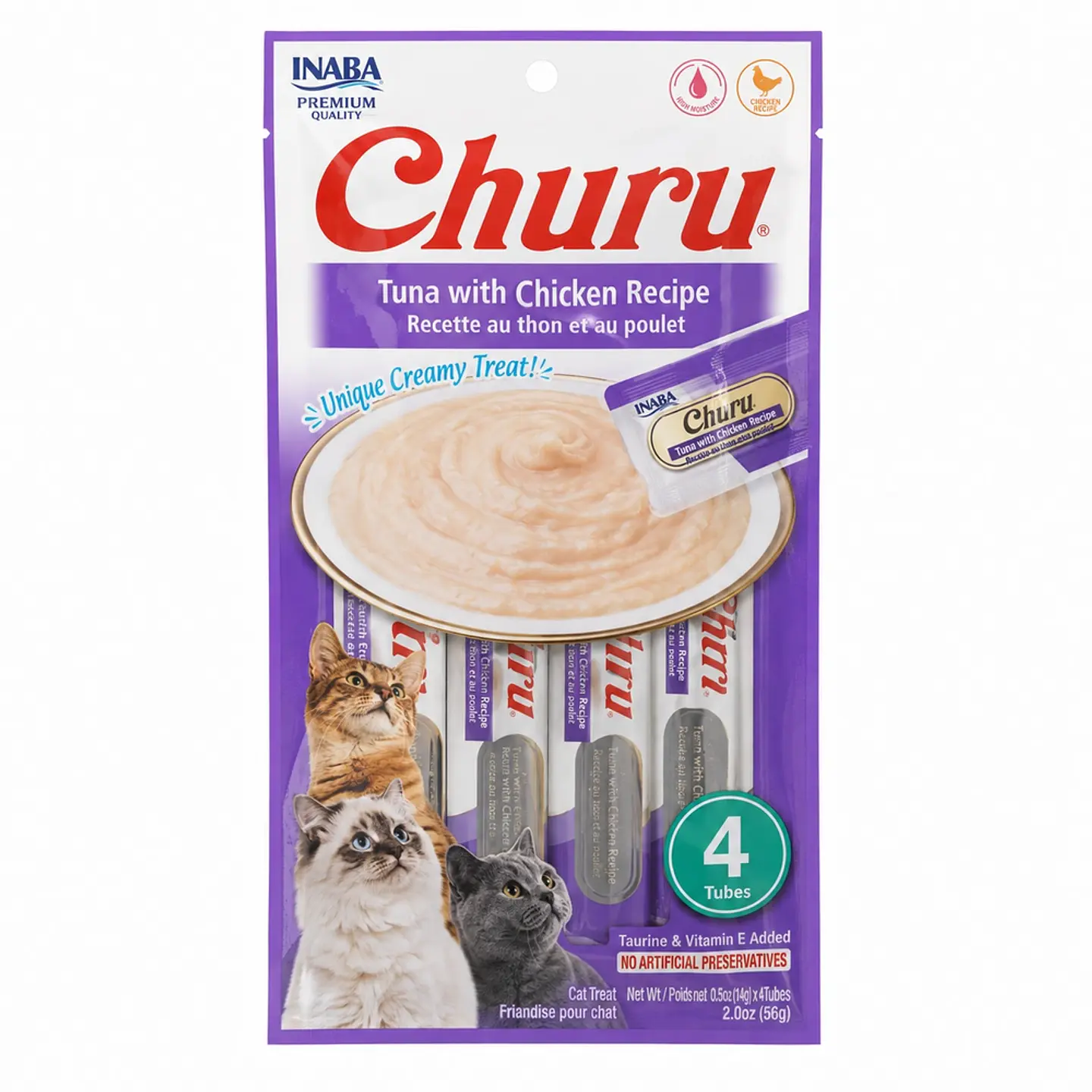 Inaba Churu Pollo con Camarón 4 x 14 g – Snack Cremoso para Gatos 1
