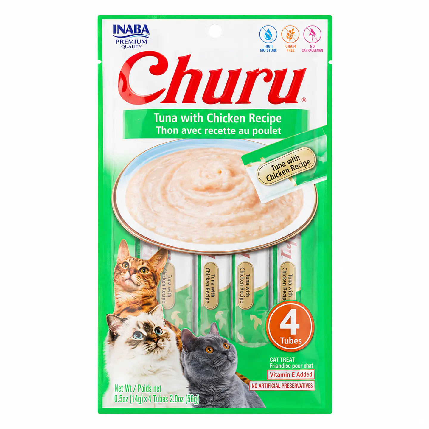 Inaba Churu Atún con Pollo 4 x 14 g – Snack Cremoso para Gatos 1
