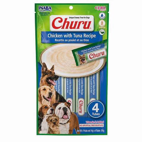 Inaba Churu Dog Pollo con Atún 4 x 14 g – Snack Cremoso para Perros