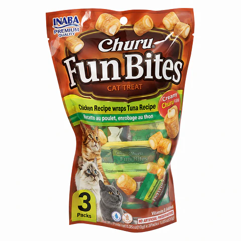 Inaba Churu Fun Bites Pollo y Atún 3 x 20 g – Snack de Doble Textura para Gatos