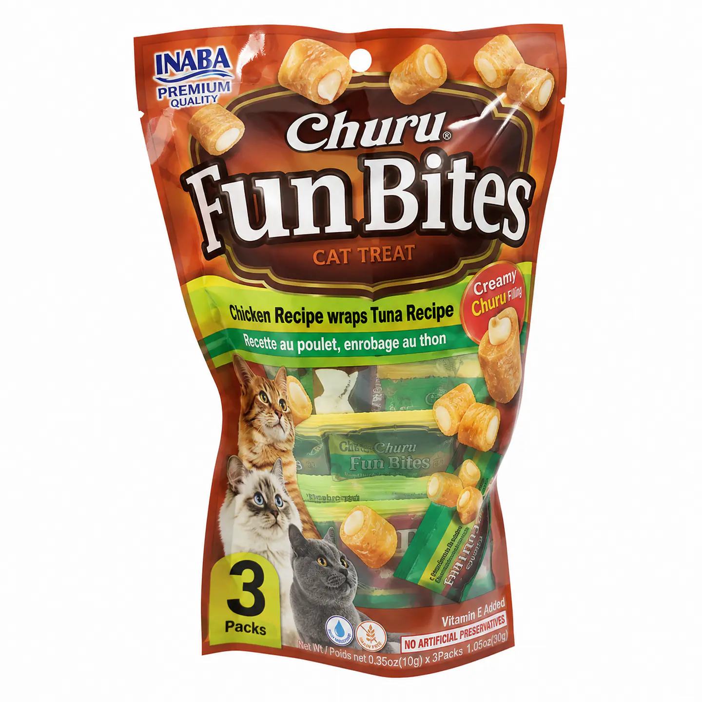 Inaba Churu Fun Bites Pollo y Atún 3 x 20 g – Snack de Doble Textura para Gatos 1