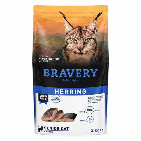 Bravery Herring Senior Cat 2 kg – Grain Free con Arenque