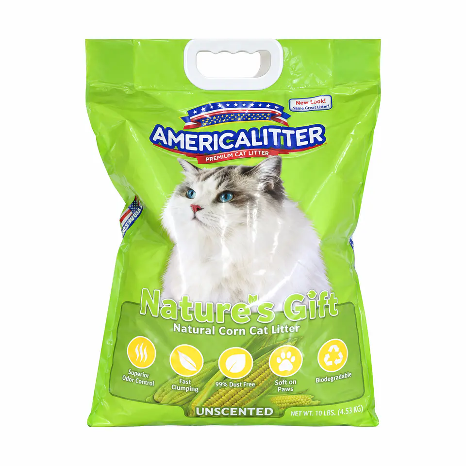 America Litter Nature’s Gift Corn 4,6 kg – Arena Biodegradable de Maíz para Gatos 1