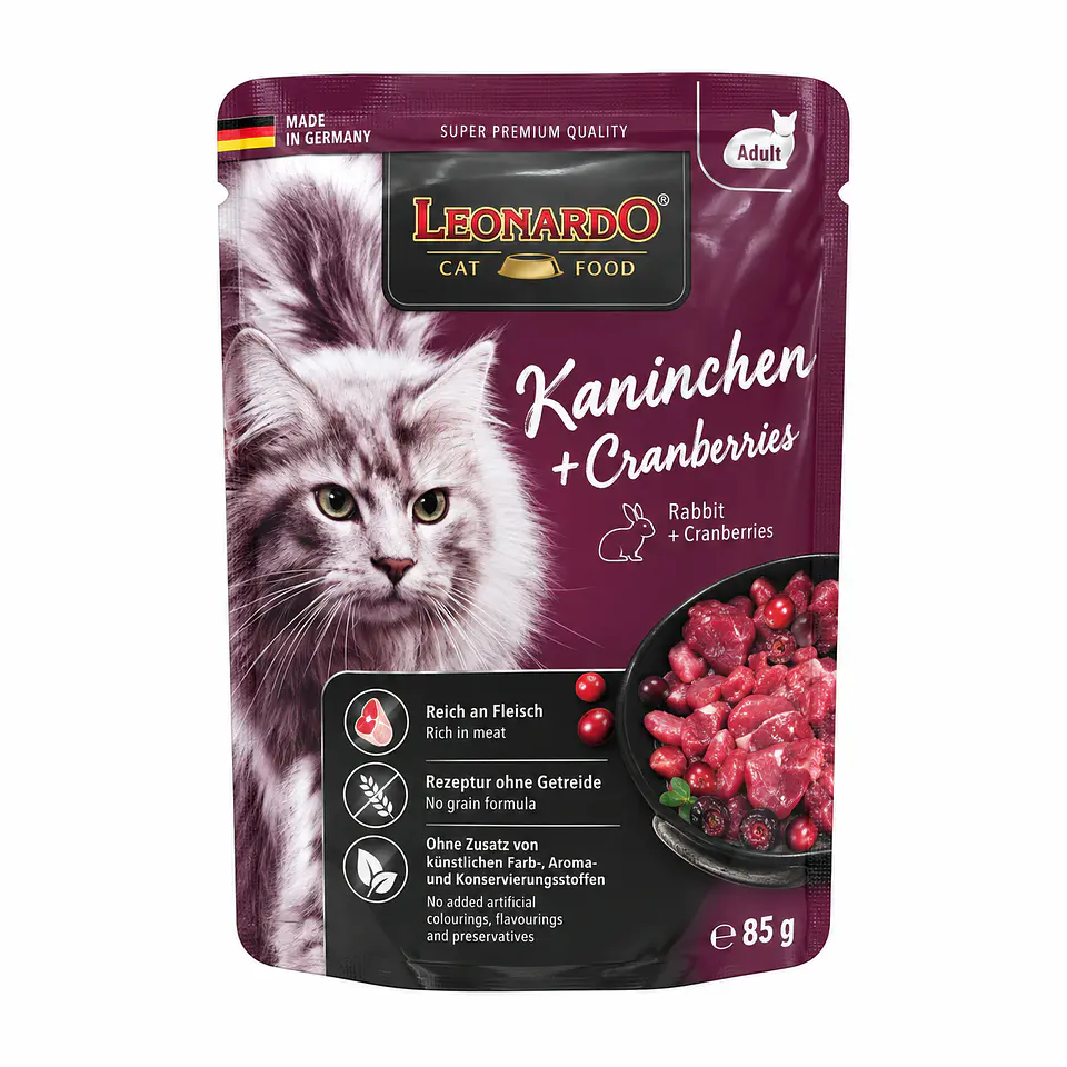 Leonardo Finest Selection Conejo y Arándanos 85 g – Alimento Húmedo para Gatos 1