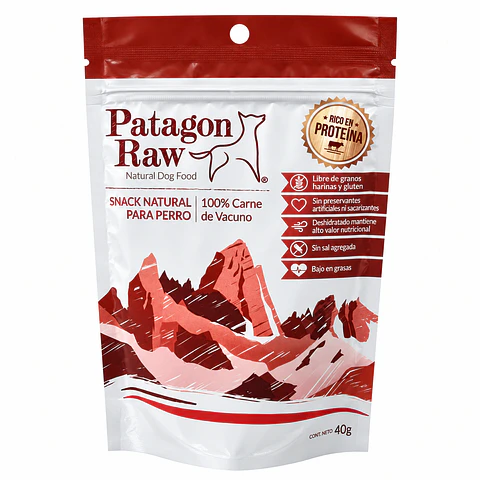 Patagon Raw Snack Vacuno 40 g – Deshidratado Alto en Proteína para Perros