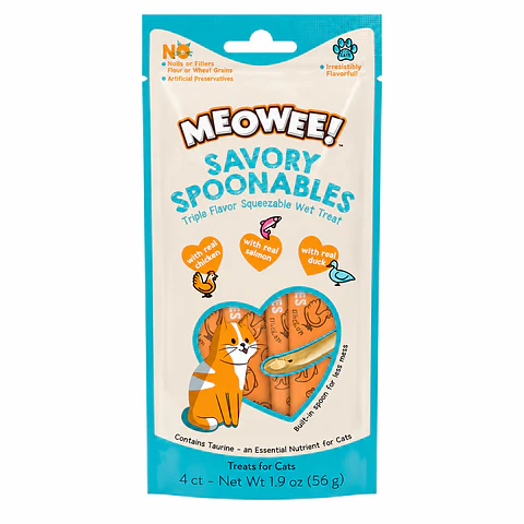 Meowee! Snack Cuchareable Pollo, Salmón y Pato 4U