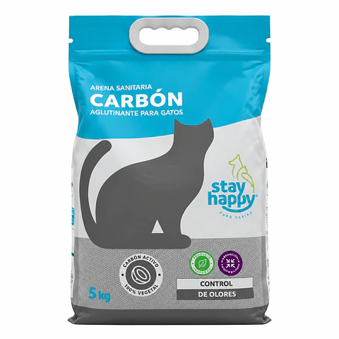 Stay Happy Arena Sanitaria con Carbón Activado 5 kg para Gatos