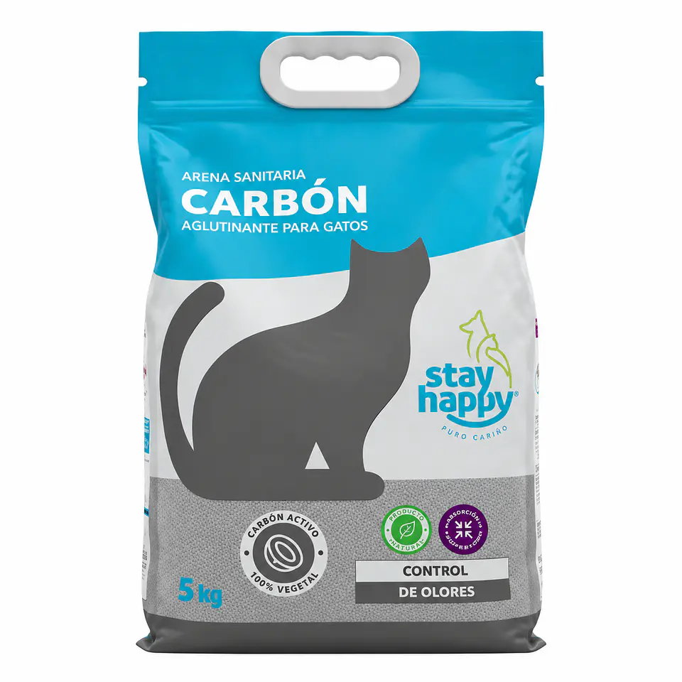 Stay Happy Arena Sanitaria con Carbón Activado 5 kg para Gatos 1