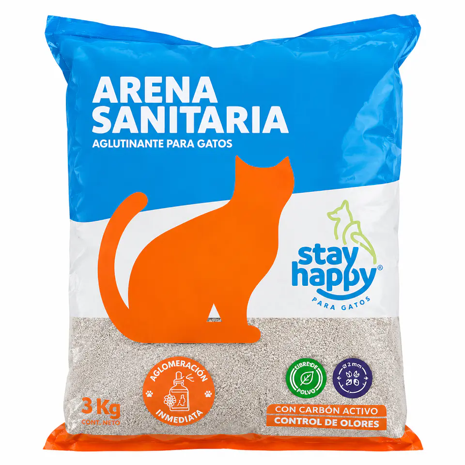 Stay Happy Arena Sanitaria Aglutinante 5 kg – Arena para Gatos 1