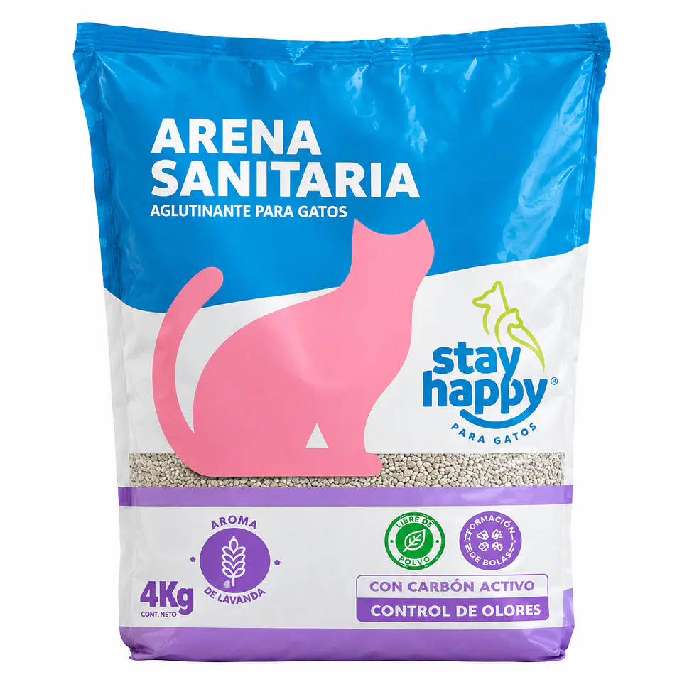 Stay Happy Arena Aglutinante Aroma Lavanda 4 kg – Arena para Gatos 1