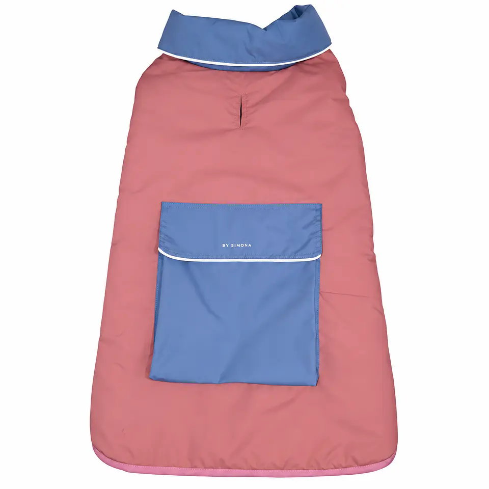 By Simona Parka Impermeable Rosada y Celeste para Perros 1