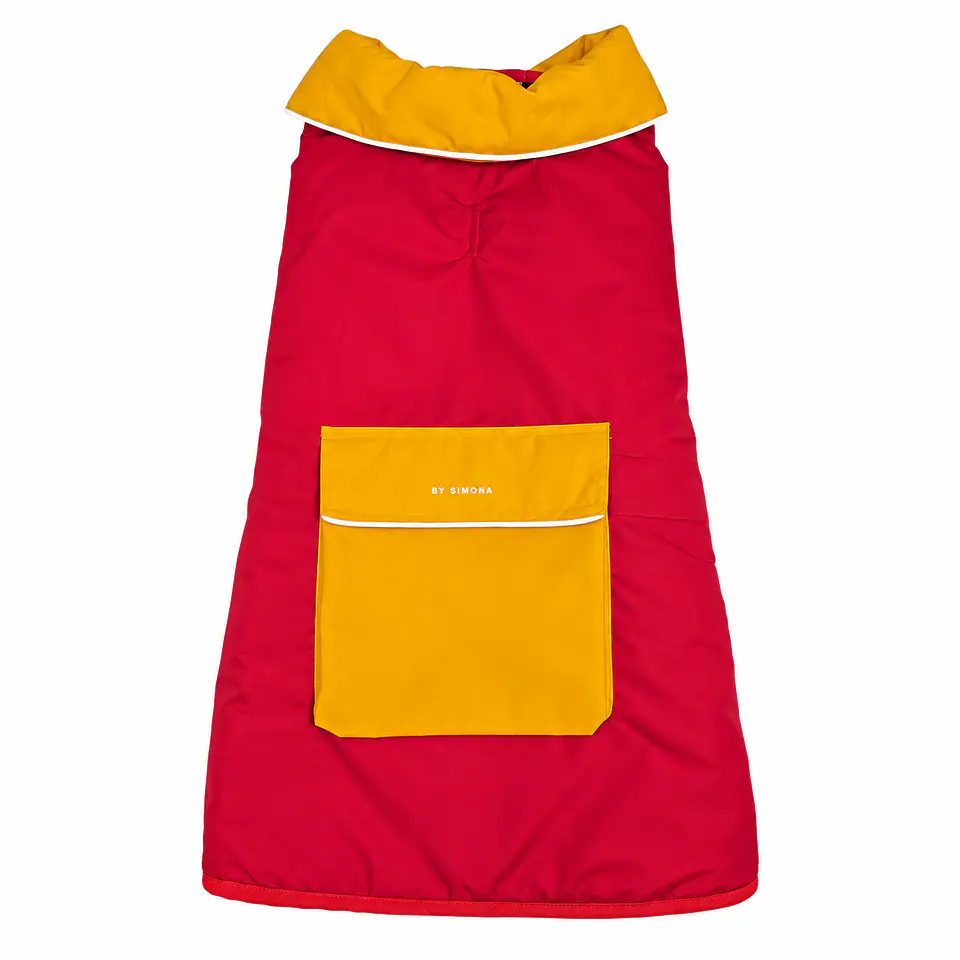 By Simona Parka Impermeable Roja y Amarilla para Perros 1