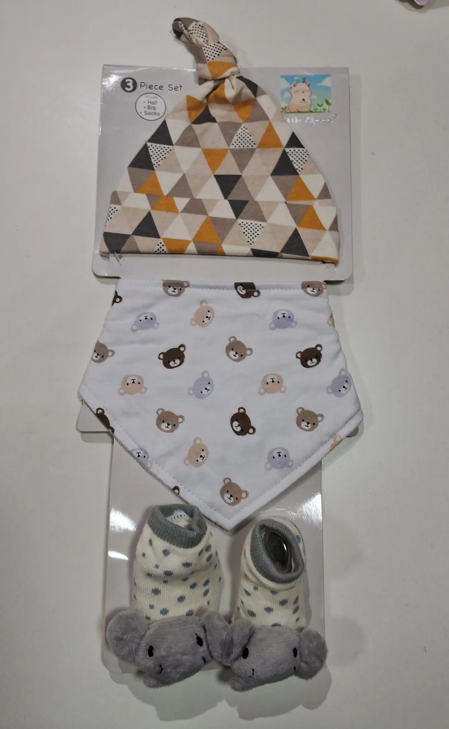 Set gorro+bandana + calceta bebe niño 1