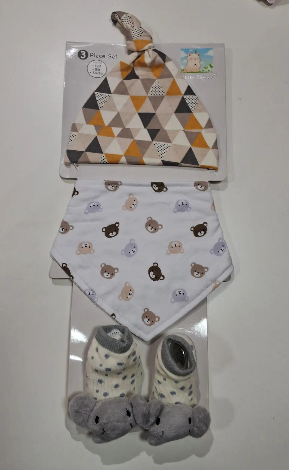 Set gorro+bandana + calceta bebe niño 1