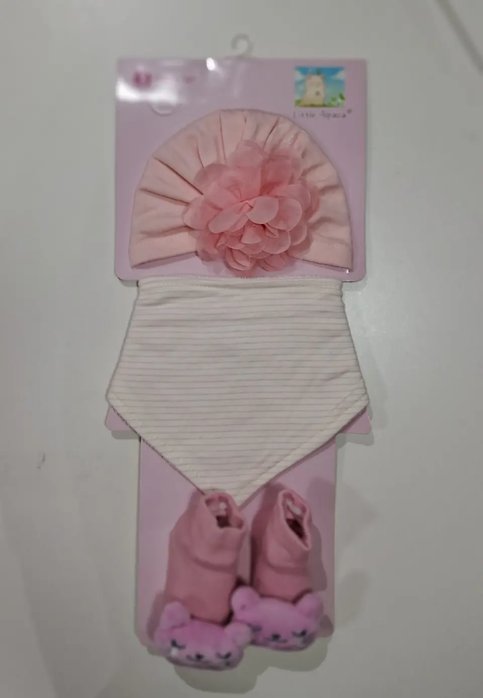 Set gorro + bandana + calceta  algodon niña 1