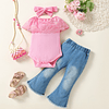 Conjunto, Jeans + Mameluco Rosado