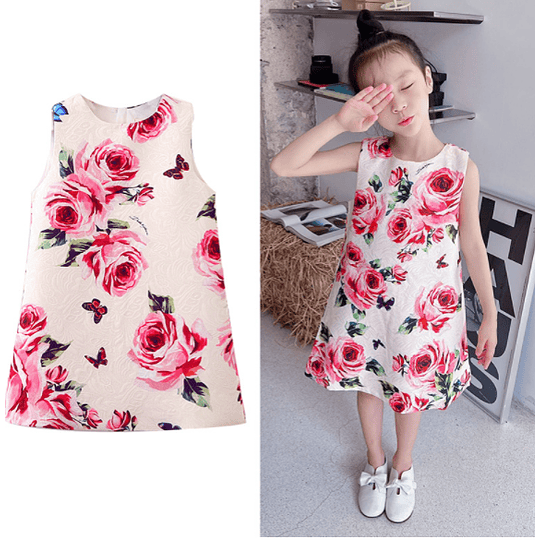 Vestido Casual con estampado floral, sin mangas