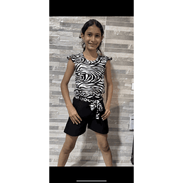 conjunto, Blusa zebra + Short Negro