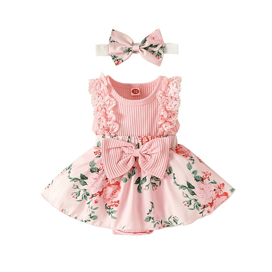 Vestido tipo mameluco para bebe rosado