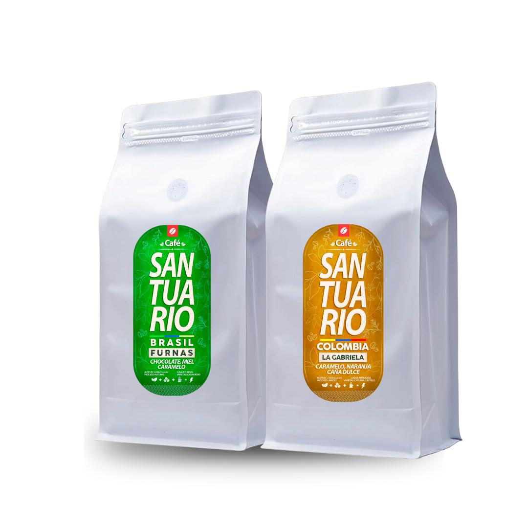 Pack Dos cafés 340 gr La Gabriela Colombia y Furnas Brasil