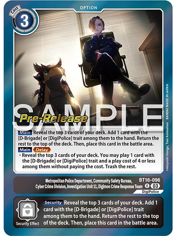 Metropolitan Police Department, Community Safety Bureau, Cyber Crime Division, Investigation Unit 11... - BT16-096 - Pre-Release Cards