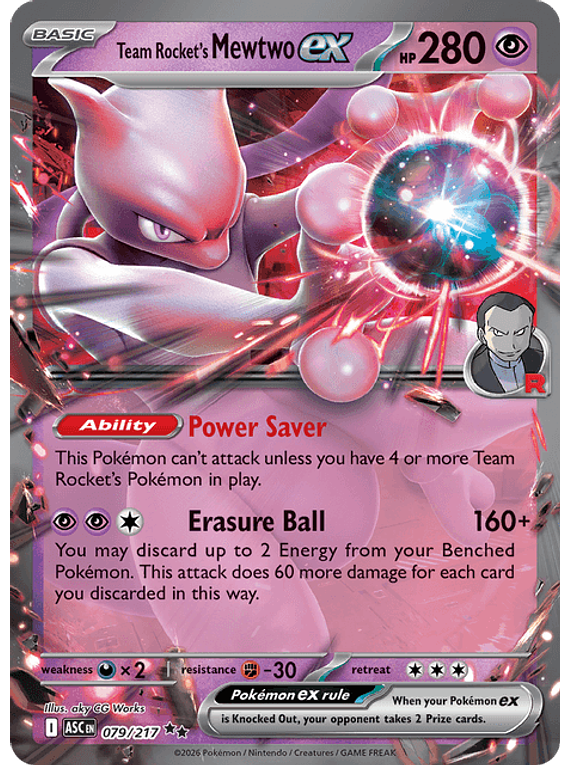 Team Rocket's Mewtwo ex - 079/217 - Double Rare