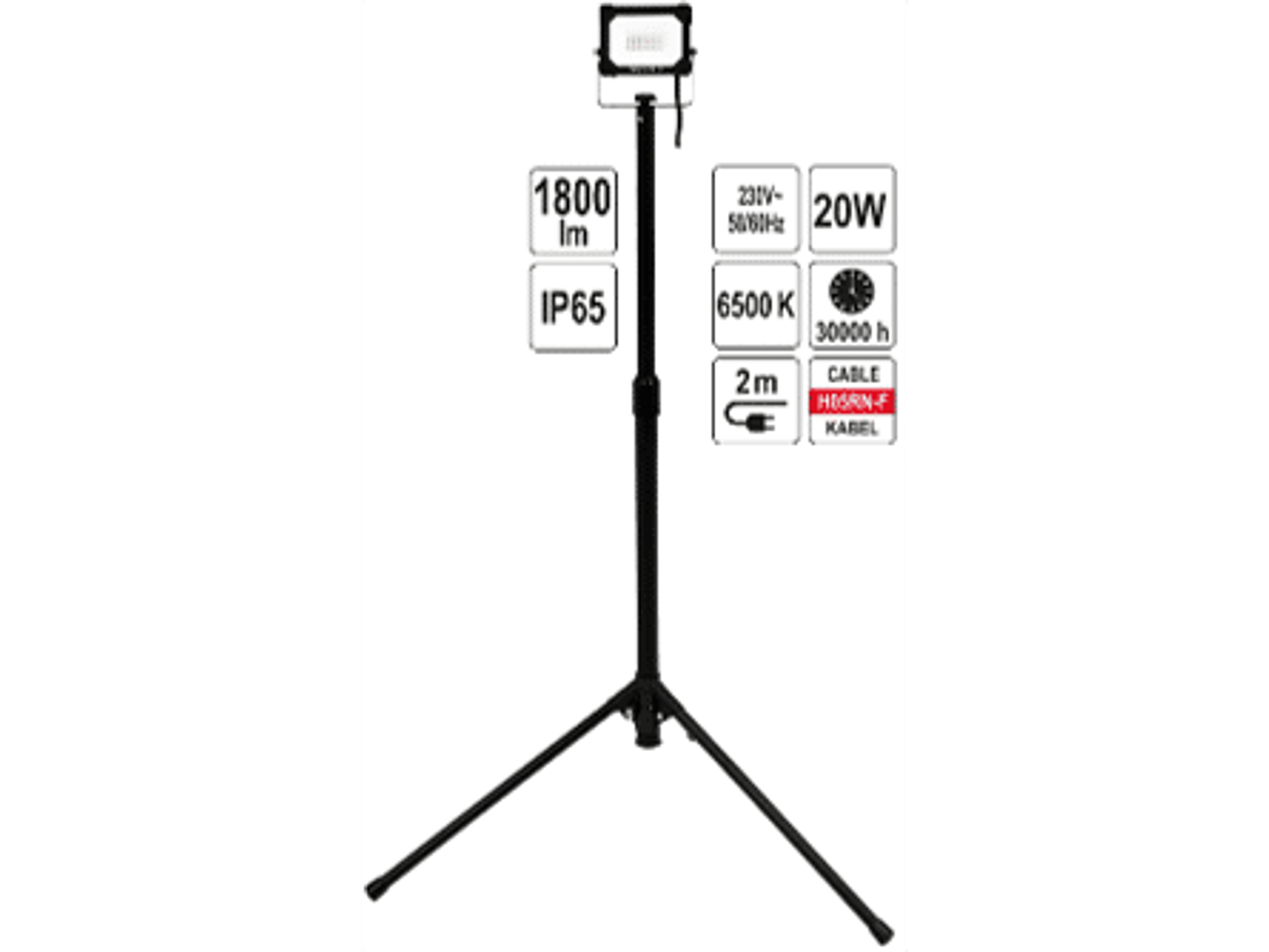 REFLECTOR LED SMD CON SOPORTE 20W 1800LM