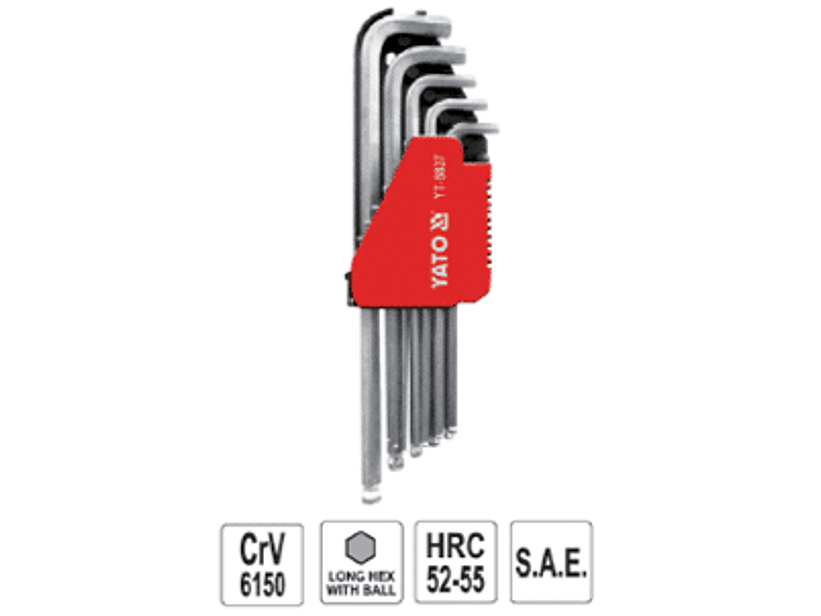 Juego de llaves Allen largas con bola 12 pzas