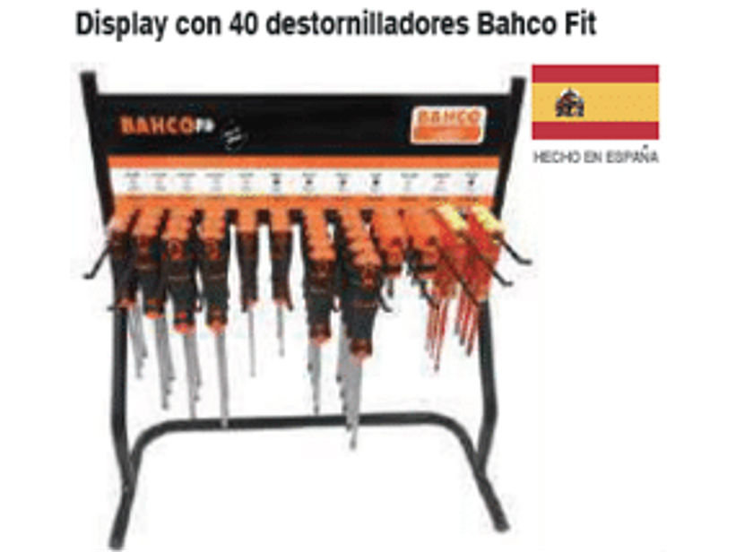 Display con 40 destornilladores Bahco Fit